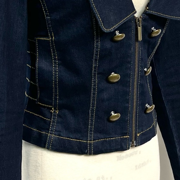 Cache Military Denim Cropped Jacket Size XS - Picture 6 of 13
